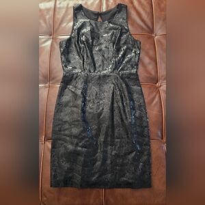 BCBG Max Azaria Black Sequined Sleeveless Nera Dress Size 12 NWT